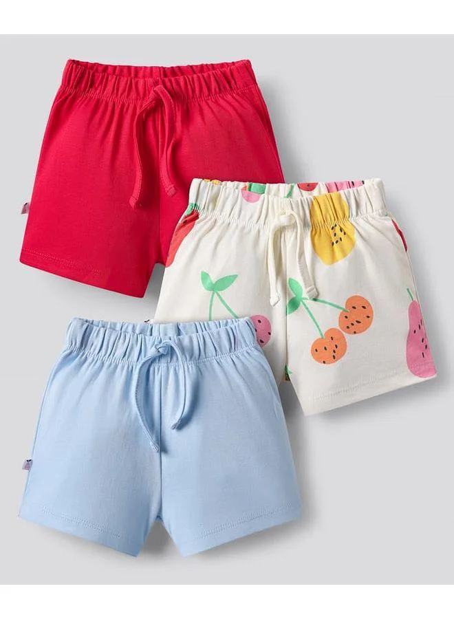 Bonfino Bonfino 100% Cotton Knit Shorts with Fruits Print (Pack of 3) - Red & Ivory & Light Blue