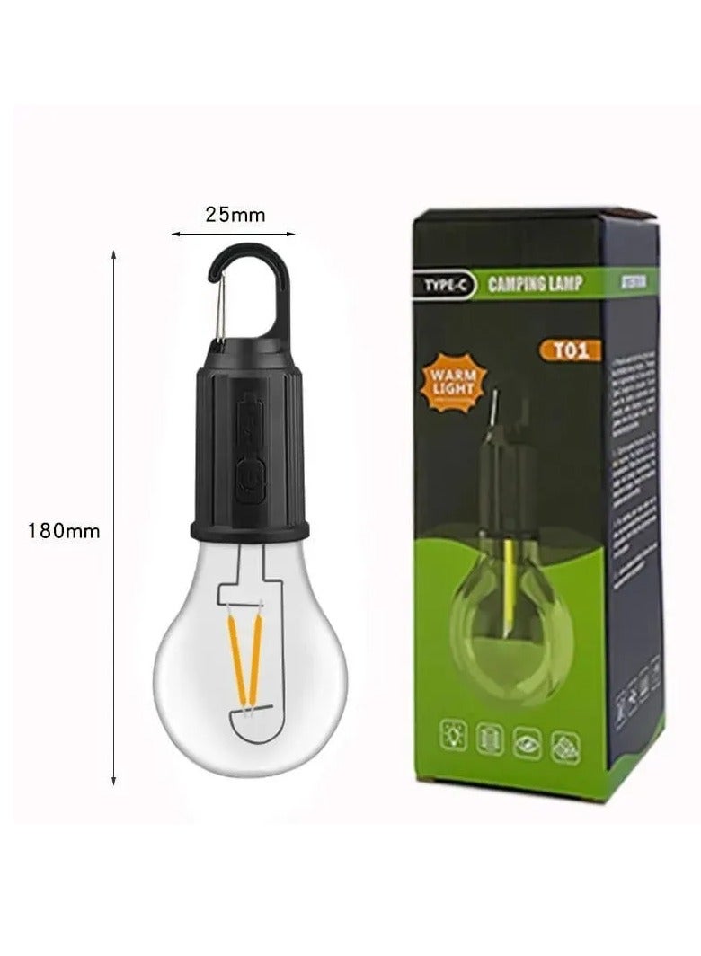 MOCOM T01 Portable LED Camping Light Bulb – Solar & Type-C Rechargeable Vintage Outdoor Lantern | 3 Lighting Modes Warm White Hanging Light for Camping, Hiking, Emergency, Power Outage, and Indoor Use - Image 5
