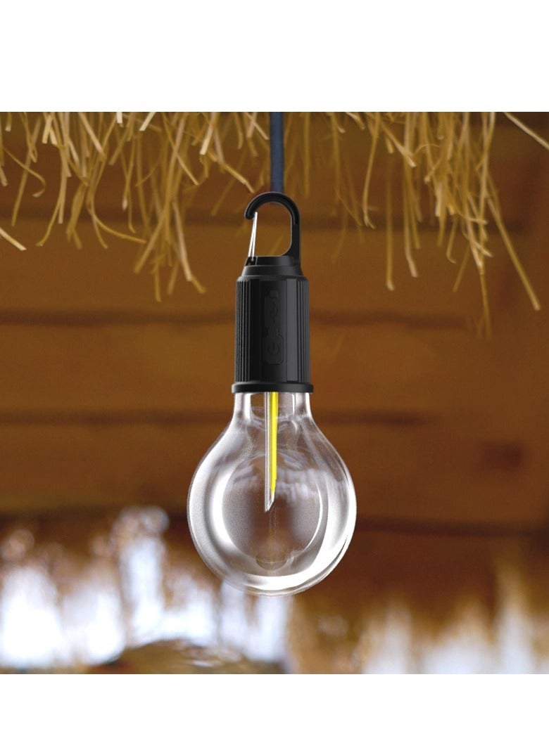 MOCOM T01 Portable LED Camping Light Bulb – Solar & Type-C Rechargeable Vintage Outdoor Lantern | 3 Lighting Modes Warm White Hanging Light for Camping, Hiking, Emergency, Power Outage, and Indoor Use - Image 1