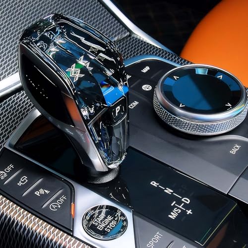 MH 4-Piece Crystal Shift Knob Handle (LHD) Accessories with Orange LED Light X - for BMW X3 X5 X6 X7 G01 G02 G08 G05 G06 G16 G29 i4 ix3/Z4 Series - Image 1