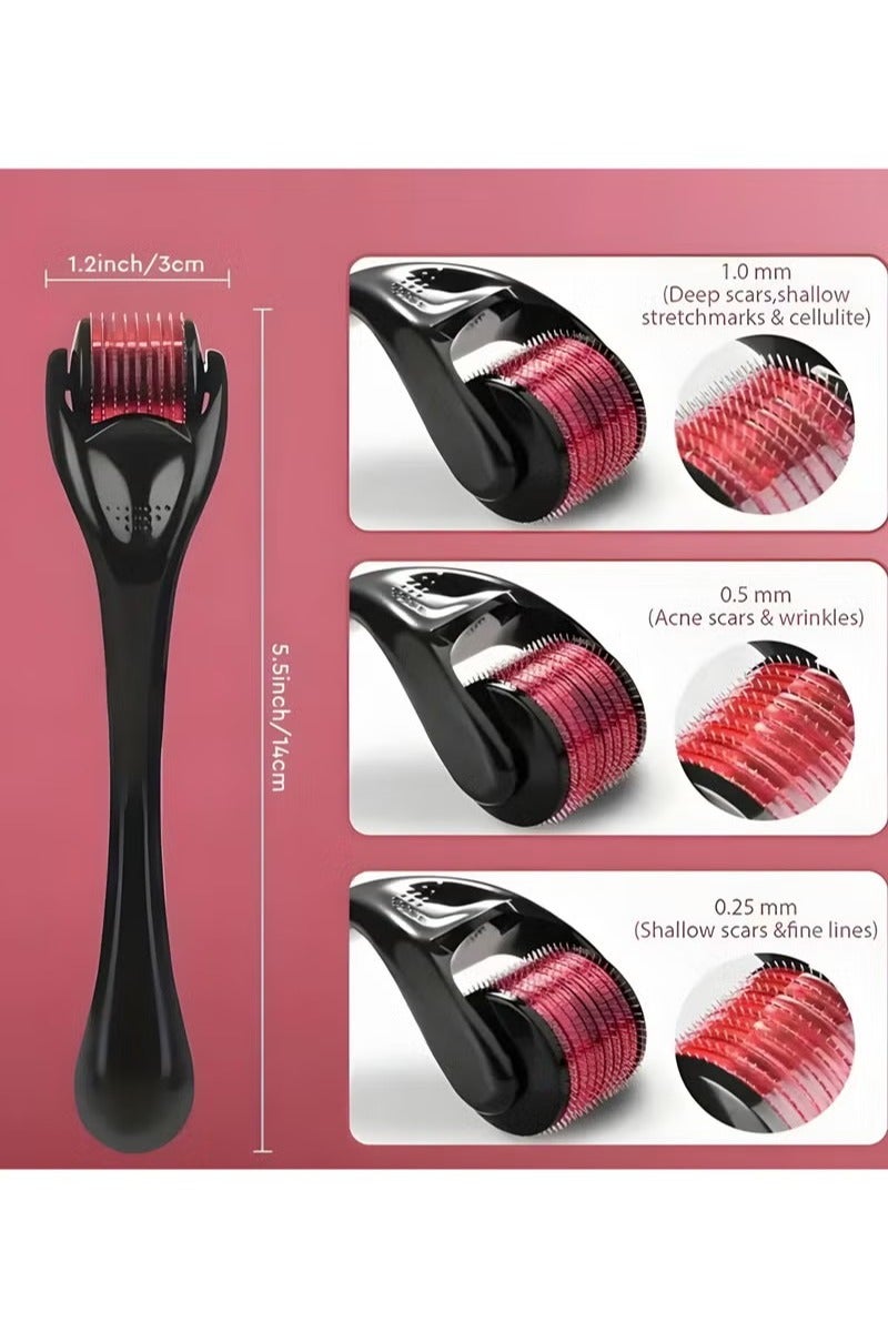 ٣ بكرات مع إبر دقيقة (٠.٢٥ - ٠.٥ - ١) مم، مع ٥٤٠ إبرة لإعادة نمو الشعر واللحية. أسود/أحمر - Image 2