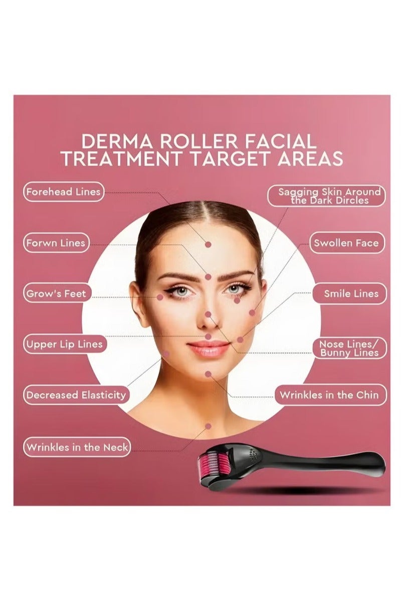 ٣ بكرات مع إبر دقيقة (٠.٢٥ - ٠.٥ - ١) مم، مع ٥٤٠ إبرة لإعادة نمو الشعر واللحية. أسود/أحمر - Image 4