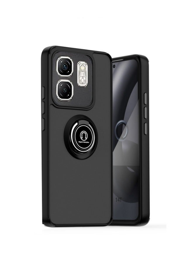 for Infinix Smart 9 / Hot50i Case, TPU + Hard PC Magnetic Ring Car Mount Stand Bumper Cover Full Portection Shockproof Phone Case for Infinix Smart 9 / Hot50i, Black - Image 1