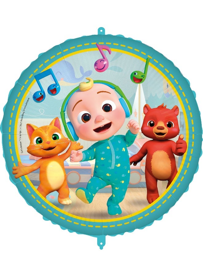 Ciao CoComelon Mylar Foil Balloon – 46 cm Round Balloon with JJ, Cat & Bear Characters, Includes Straw, Ribbon and Weight for Kids Birthdays and CoComelon-Themed Parties - Image 1