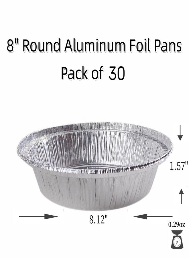 LUCKMETA 8'' Inch Round Tin Foil Pans Disposable Aluminum Pans with Clear Lids (30 Pack), Freezer & Oven Safe - For Baking, Cooking, Storage, Roasting, & Reheating, Recyclable, Pack of 30 - Image 2