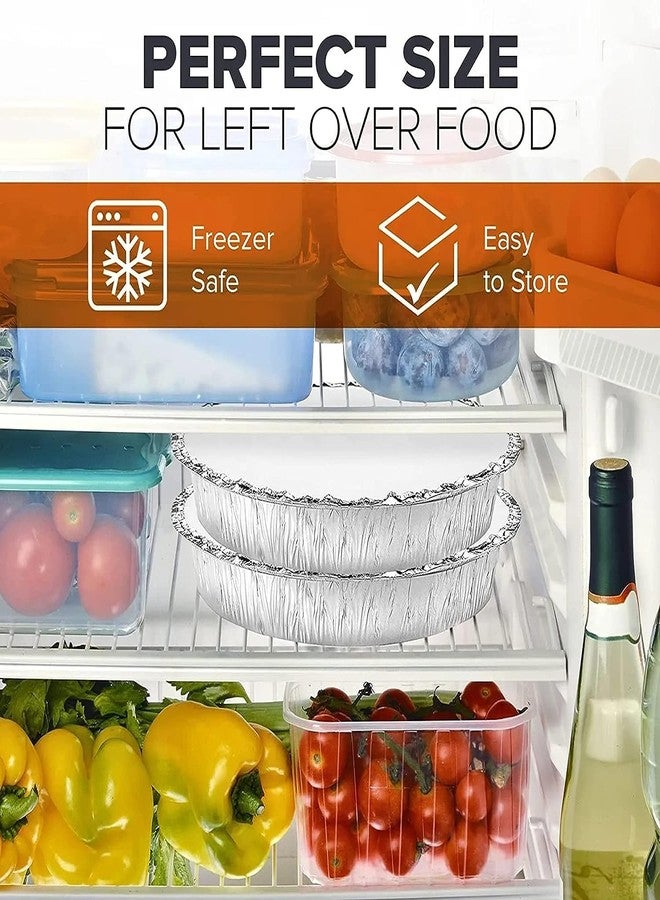 LUCKMETA 8'' Inch Round Tin Foil Pans Disposable Aluminum Pans with Clear Lids (30 Pack), Freezer & Oven Safe - For Baking, Cooking, Storage, Roasting, & Reheating, Recyclable, Pack of 30 - Image 3