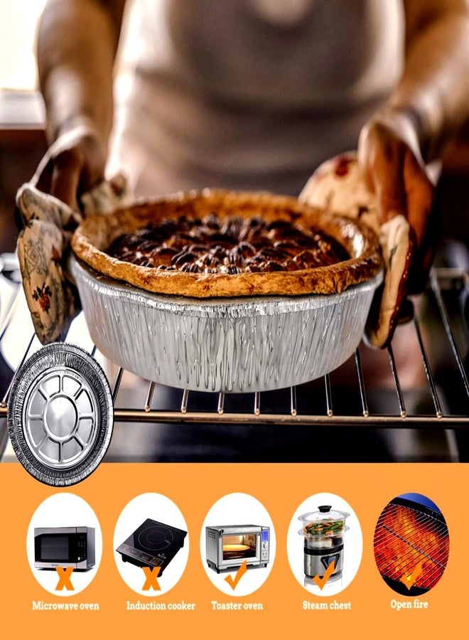 LUCKMETA 8'' Inch Round Tin Foil Pans Disposable Aluminum Pans with Clear Lids (30 Pack), Freezer & Oven Safe - For Baking, Cooking, Storage, Roasting, & Reheating, Recyclable, Pack of 30 - Image 5