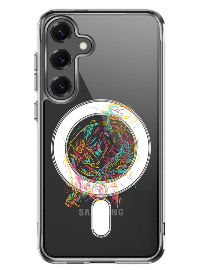 Theodor Magnetic Case for Samsung Galaxy S25 Plus 6.7-inch Compatible with MagSafe Wireless Charging, Shockproof Phone Bumper Cover Abstract saxophone  - Image 1
