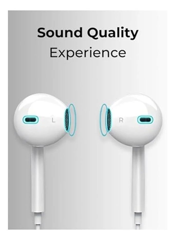 اتش اس HS Brand HS113 In-Ear Wired Earphones with Mic (White) – Stereo Sound, Noise Reduction, 3.5mm Jack, Comfortable Fit for Smartphones, Tablets & Laptops - Image 4