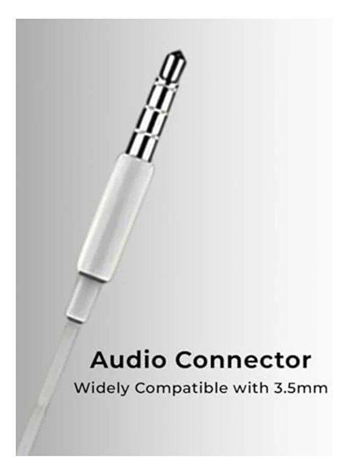 اتش اس HS Brand HS113 In-Ear Wired Earphones with Mic (White) – Stereo Sound, Noise Reduction, 3.5mm Jack, Comfortable Fit for Smartphones, Tablets & Laptops - Image 2