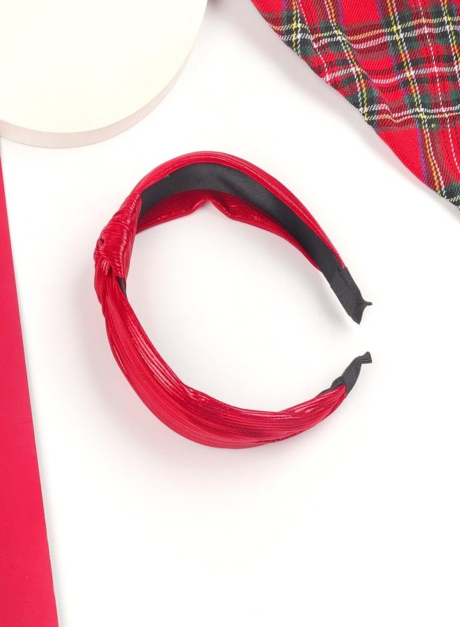 SARATA Christmas Knotted Headbands For Women Girls Glitter Wide Knot Hair Bands Hair Accessories for Xmas New Year Birthday Party Supplies (red, 1 Count (Pack of 1)) - Image 5