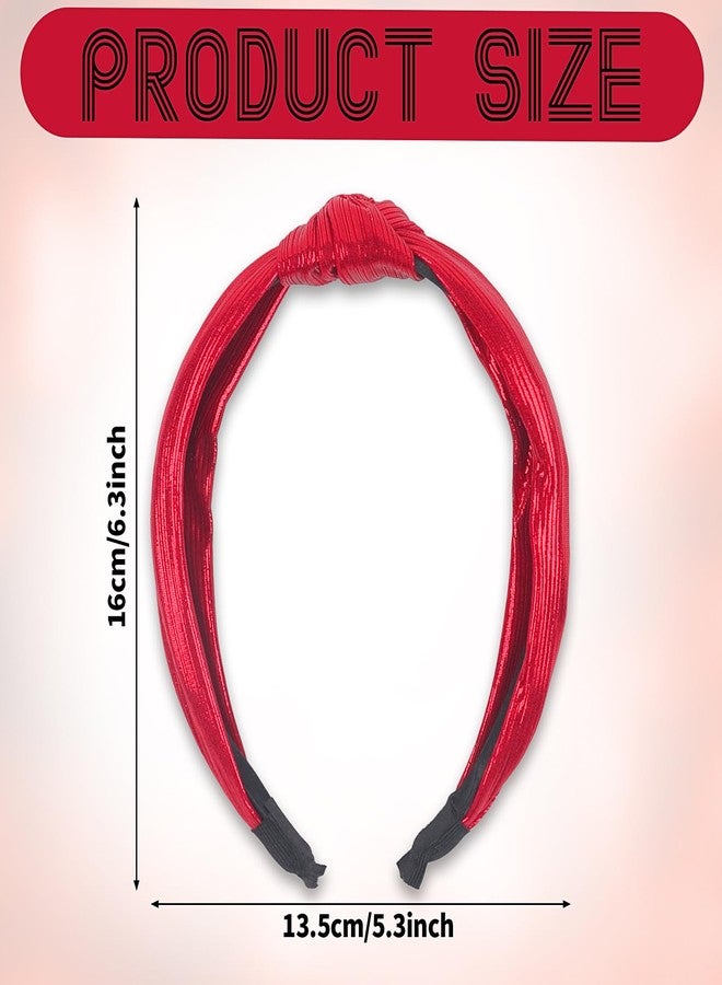 SARATA Christmas Knotted Headbands For Women Girls Glitter Wide Knot Hair Bands Hair Accessories for Xmas New Year Birthday Party Supplies (red, 1 Count (Pack of 1)) - Image 3
