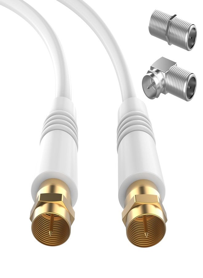 ecjtu 30FT RG6 Coaxial Cable w/ Gold Plated Connectors, Compatible w/ Modems, Cable Box, Routers;(F) to Male(90) Angled Adapter - Image 1