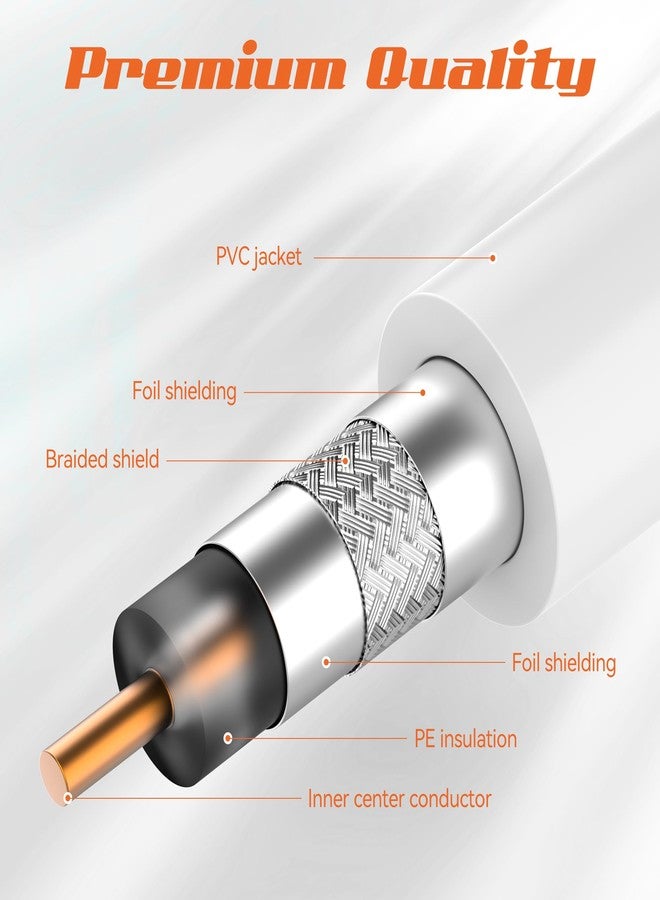 ecjtu 30FT RG6 Coaxial Cable w/ Gold Plated Connectors, Compatible w/ Modems, Cable Box, Routers;(F) to Male(90) Angled Adapter - Image 2