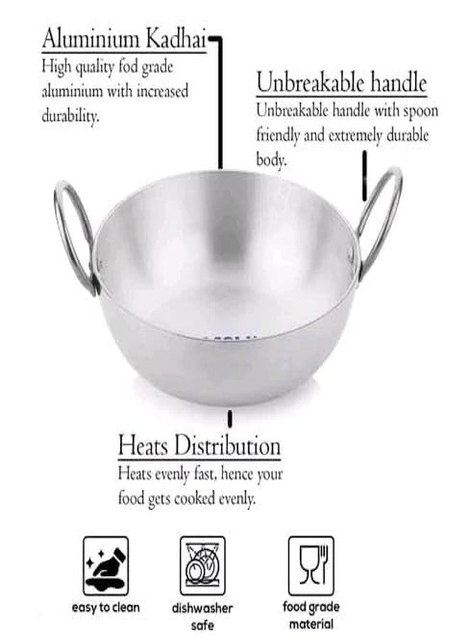 FRILL Aluminium Cookware with Handle Cooking Multipurpose Aluminium Kadai/Frying Pan for Kitchen Set of 1. (2) - Image 5
