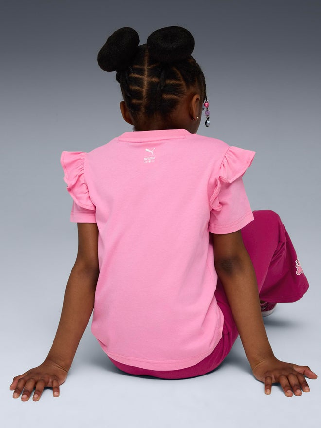 PUMA Girls Pink Hello Kitty and Friends Puma Ruffle T-Shirt - Image 4