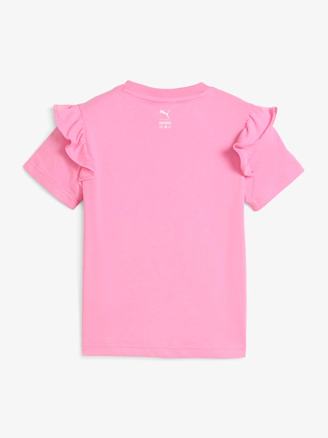 PUMA Girls Pink Hello Kitty and Friends Puma Ruffle T-Shirt - Image 2