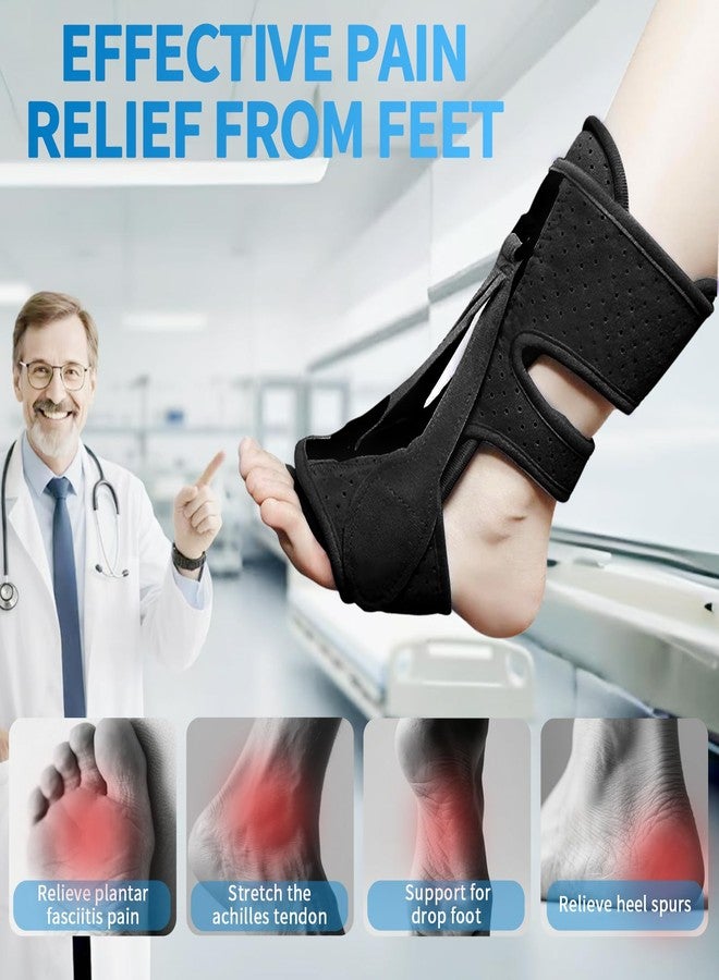 SROK Plantar Fasciitis Night Splint, Adjustable Planter Facetious Orthotic Brace for Pain Relief, 3 straps Drop Foot Universal Size , Day Night Achilles Tendonitis & Heel Spur Relief for Women Men, Black - Image 5