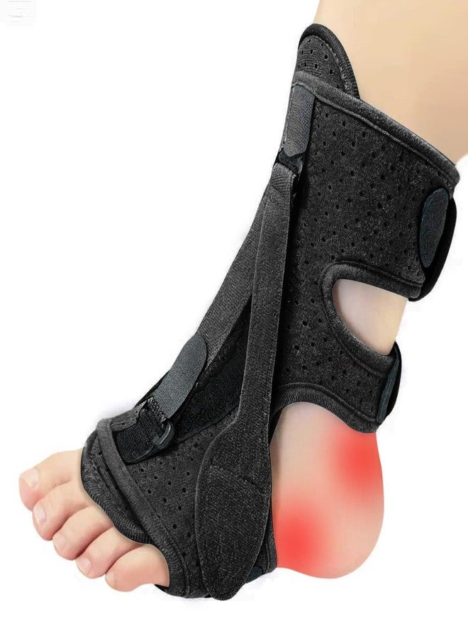 SROK Plantar Fasciitis Night Splint, Adjustable Planter Facetious Orthotic Brace for Pain Relief, 3 straps Drop Foot Universal Size , Day Night Achilles Tendonitis & Heel Spur Relief for Women Men, Black - Image 1
