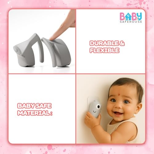 BabySafeHouse Hinge Door Guard for Baby Safety, Removable Silicon Door Stopper for Hinges to Prevent Finger Pinching in Kids (Grey Color-2pcs) - Image 5