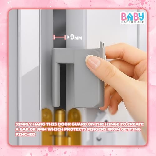 BabySafeHouse Hinge Door Guard for Baby Safety, Removable Silicon Door Stopper for Hinges to Prevent Finger Pinching in Kids (Grey Color-2pcs) - Image 3