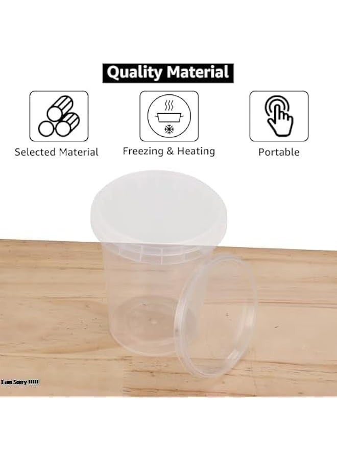 Green Tiger 50Pcs Plastic Containers with Lids, BPA Free Plastic Food Container, 520 ML/18 OZ Soups Containers for Freezer, Food Containers for Soup Round Soup Container for Takeaway Food Meal Prep Food Storage - Image 3