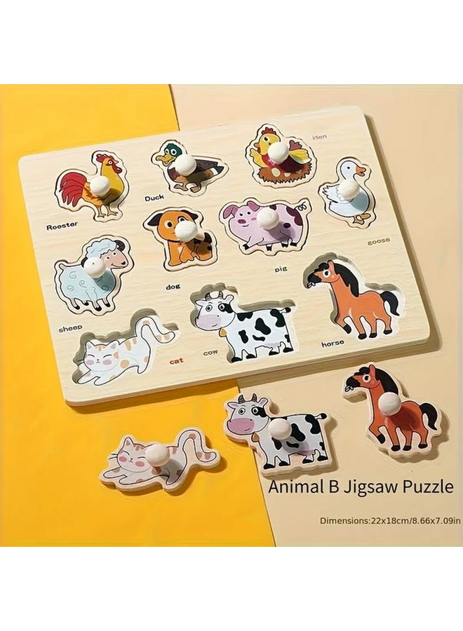لوح الألغاز الخشبي للمزرعة للأطفال لعبة مطابقة الأشكال التعليمية للمهارات الحركية - Image 4