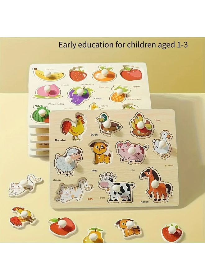 لوح الألغاز الخشبي للمزرعة للأطفال لعبة مطابقة الأشكال التعليمية للمهارات الحركية - Image 2