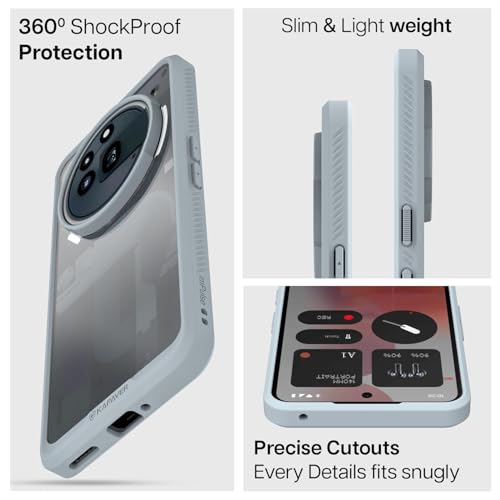 Kapaver غطاء خلفي من سلسلة KAPAVER Impulse لهاتف Nothing Phone 3a Pro (PC + TPU) (غطاء رمادي Impulse مع زجاج) - Image 4