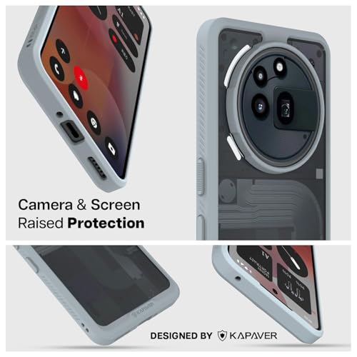 Kapaver غطاء خلفي من سلسلة KAPAVER Impulse لهاتف Nothing Phone 3a Pro (PC + TPU) (غطاء رمادي Impulse مع زجاج) - Image 3