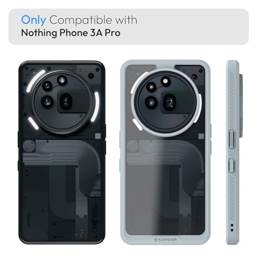 Kapaver غطاء خلفي من سلسلة KAPAVER Impulse لهاتف Nothing Phone 3a Pro (PC + TPU) (غطاء رمادي Impulse مع زجاج) - Image 2