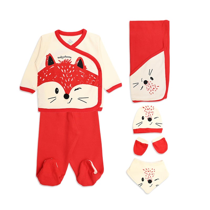 Newborn Set 6 Pieces (Red*Beige, 0-3 Months) - Image 1