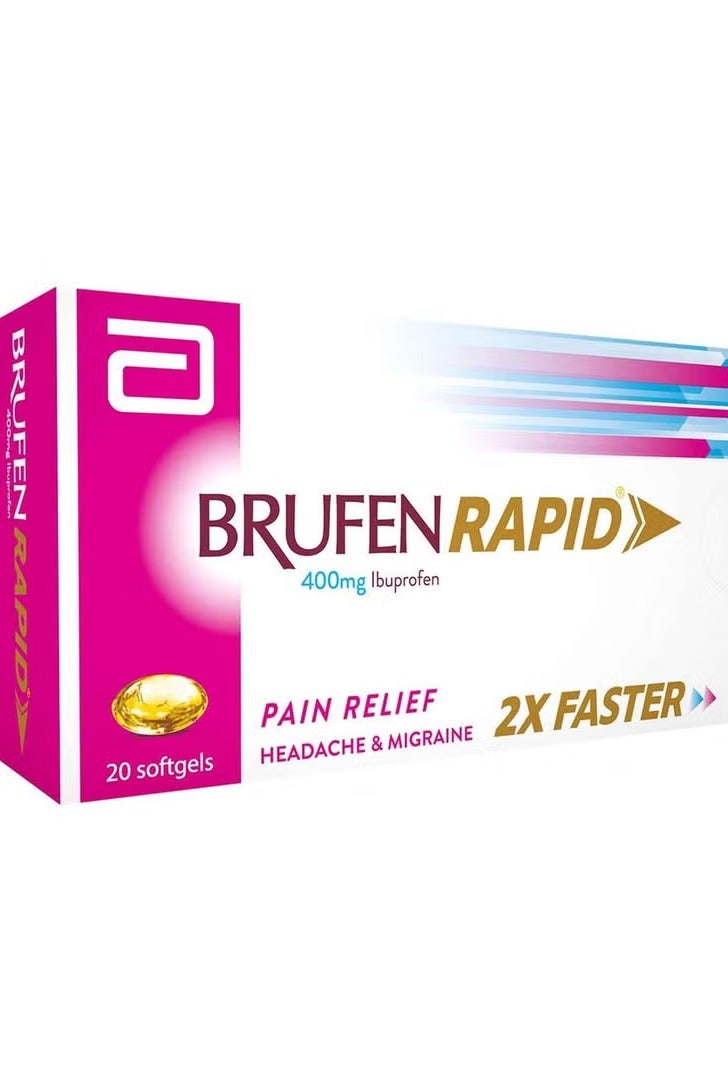 BRUFEN Pain Relief Medicine Rapid 400Mg 20 Softgels