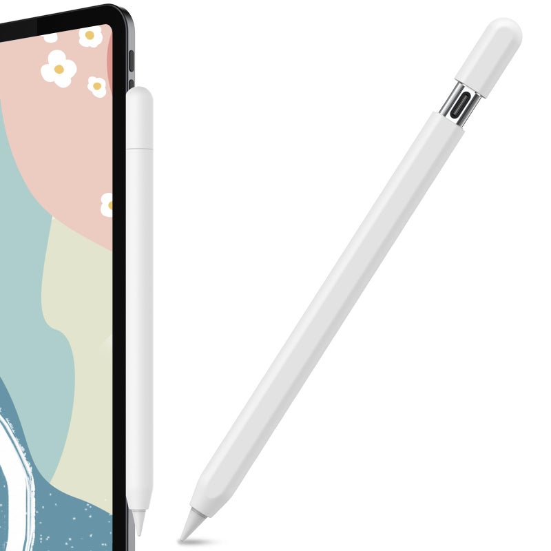 AhaStyle Silicone Case for Apple Pencil USBC 2023 Ultra Thin Proteative Cover Skin Apple Pencil Sleeve AntiSlip Grip Compatible with Apple Pencil USB C White - Image 3