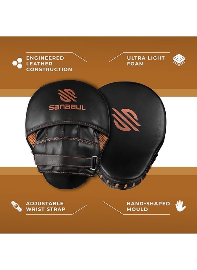 Sanabul  Sanabul Essential Curved Punching Mitts for Boxing and MMA | Ultimate Boxing Mitts & Pads Training Gear for Athletes | High-Performance Focus Mitts Muay Thai Pads for Sparring & Training Boxing Pads - Black/Copper  - Image 2