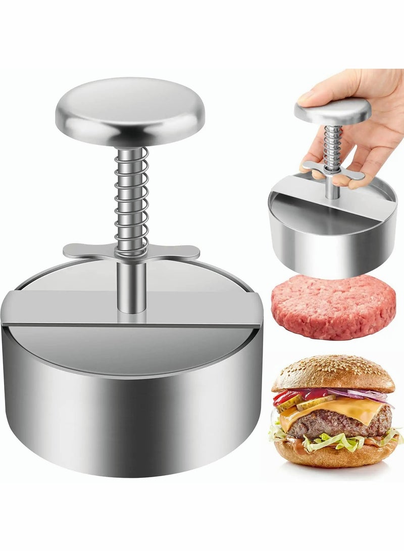 KASTWAVE Stainless Steel Burger Press, Stainless Steel Adjustable Hamburger Patty Maker, Non Stick Patty Making molds are Suitable for Beef, Vegetables, Burgers and Cooking,BPA Free - Ideal for BBQ, Silver  - Image 1