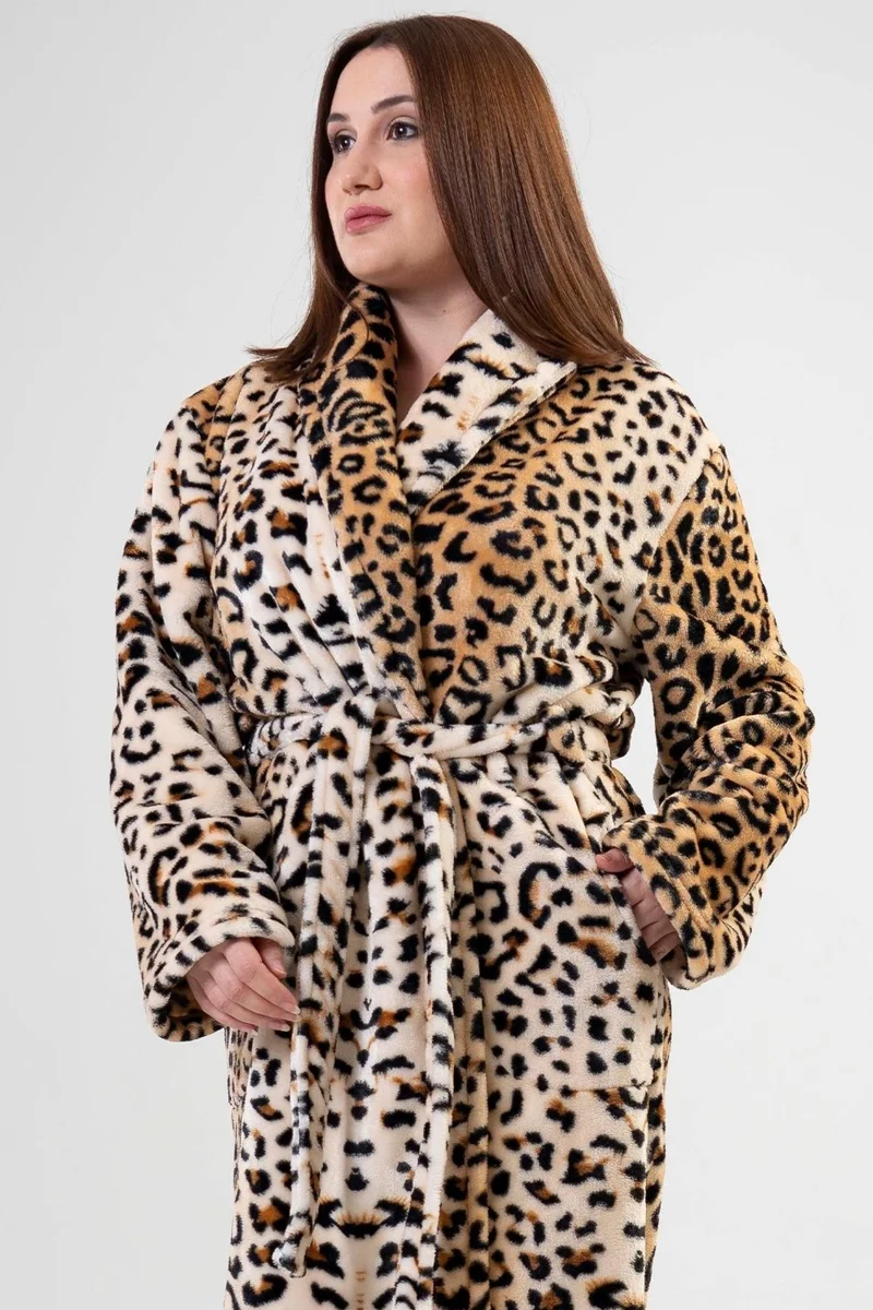 Vienetta Women's Plus Size Cream Fleece Dressing Gown 202106-0172