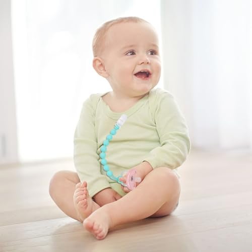 AmazingM 4 Pcs Green Baby Silicone Teething Pacifier Clip,One-Piece Design,Round Shape,Smooth Surface,BPA Free. - Image 5