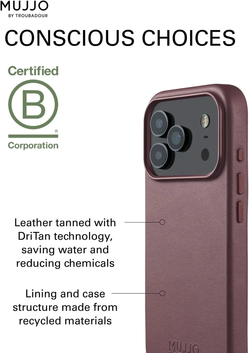Mujjo iPhone 17 Pro Leather Case - Bronze Red With Magsafe. Crafted From Premium Leather, This Luxurious Case Combines Elegance and Durability, Providing a Sleek, Sophisticated Look While Offering Superior Protection.