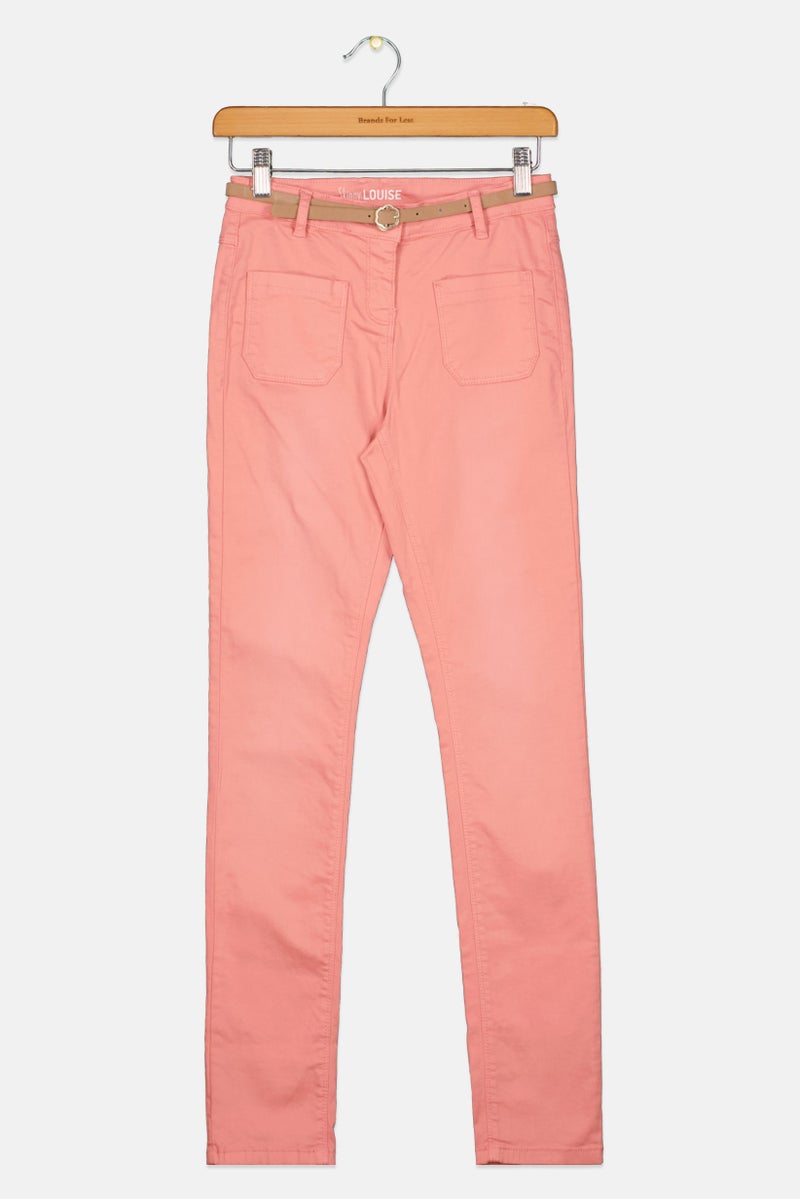TAPE A L'OEIL Kids Girl Solid Stretchable Pants, Light Pink - Image 1