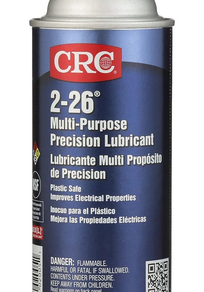 CRC 2-26 Multi-Purpose Precision Lubricant - 11 oz Aerosol, Plastic Safe with 360 Degree Spray Valve - Image 1