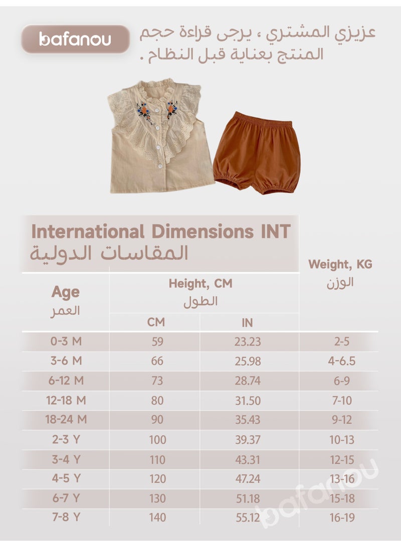 Bafanou Bafanou Summer Infant Cotton Floral Embroidered Sleeveless Top and Shorts 2-Piece Baby Clothing Sets  - Image 3