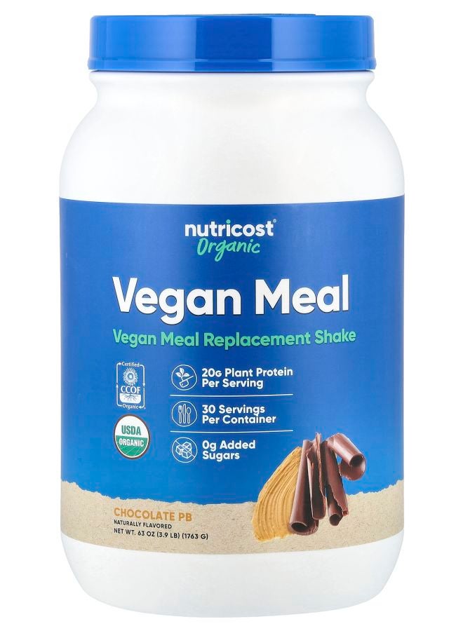 Nutricost Organic Vegan Meal Chocolate PB 3.9 lb (1763 g) - Image 1