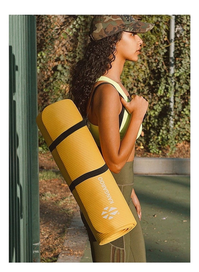 Kangaroo Exercise Mat 15mm – Non-Slip, Comfortable Yoga, Pilates & Home Fitness Floor Mat, Yellow - Image 3