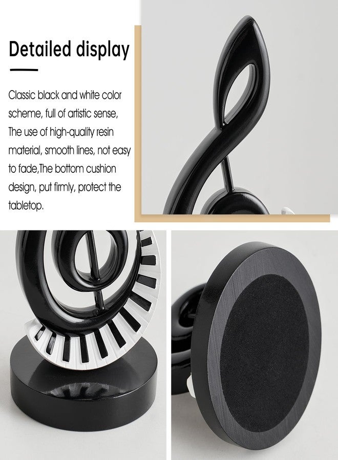 FUNTEREST Music Note Statue Black and White Piano Key Sculpture, Elegant Modern Music Room Decor Resin Art Figurine for Minimalist Home Office Living Room Decoration, Gift for Music Lovers Musicians - Image 3