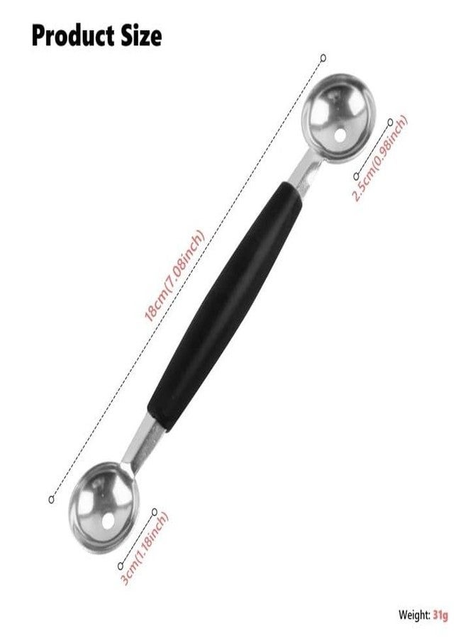Luhaomisky 1Pc Black Double-Sided Fruit Melon Baller Spoon 2 in 1 Stainless Steel Melon Ballers Melon Scoop for Watermelon Cantaloupe Icecream Ball,18cm,Fruit and Vegetable Tools,Melon Ballers,Kitchen and Dining - Image 4
