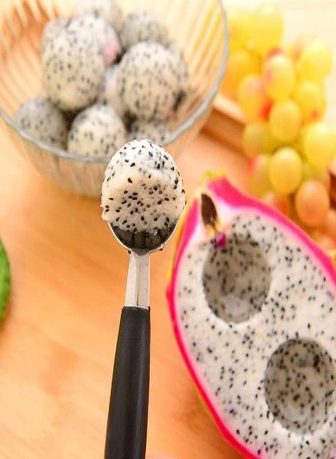 Luhaomisky 1Pc Black Double-Sided Fruit Melon Baller Spoon 2 in 1 Stainless Steel Melon Ballers Melon Scoop for Watermelon Cantaloupe Icecream Ball,18cm,Fruit and Vegetable Tools,Melon Ballers,Kitchen and Dining - Image 5