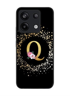Stylizedd Rugged Black Edge Case for Xiaomi Redmi Note 13 Pro 5G, Slim Case Cover- Custom Monogram Initial Letter Floral Pattern Alphabet - Q (Black)  - Image 1