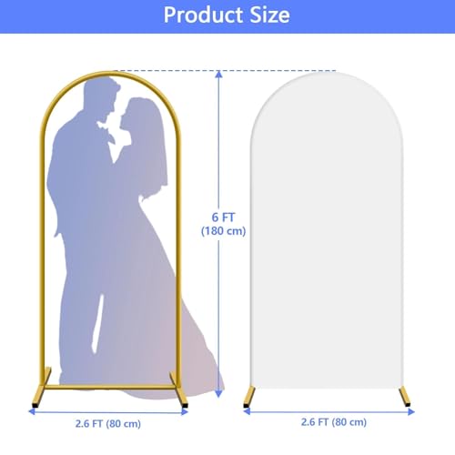 HEMMOTOP Metal Arch Backdrop Stand and Cover Set 6 ft, Wedding Arch Stand with White Cover for Party, Birthday, Wedding, Bridal Shower, Baby Shower (White, 6 ft) - Image 5