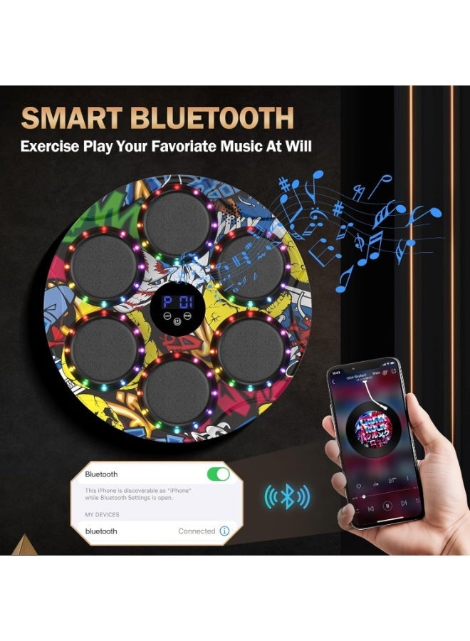 Smart Music Boxing Machine - Bluetooth Connection + Display Counter + 9 Speed ​​Levels - 6 Padded Target Zones - Integrated Training System for Adults and Children, Perfect Gift for Fitness Lovers (Multi-Color) - Image 4